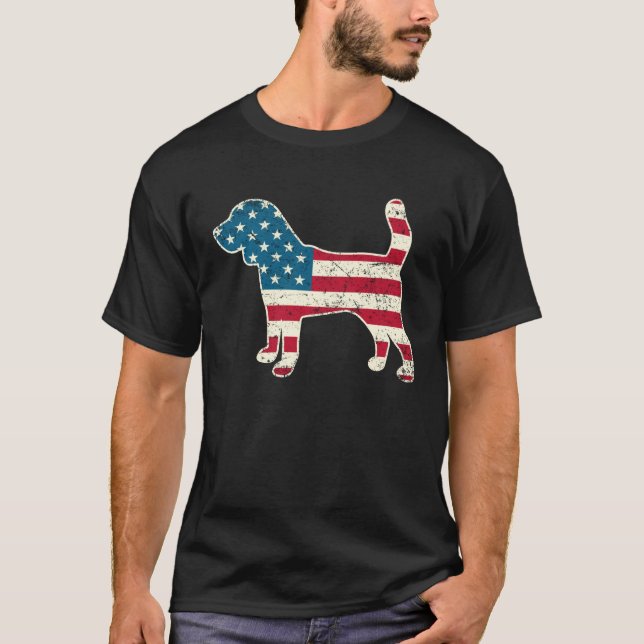 Beagle 4th of July Dog  Men Women USA American Fla T-Shirt (Front)