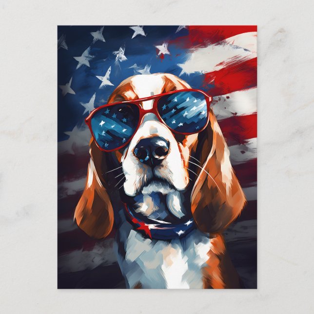 Beagle 4th of July Independence day Postcard (Front)