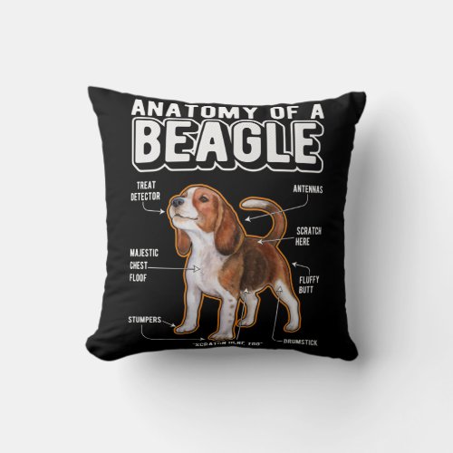 Beagle Anatomy Funny Dog Throw Pillow