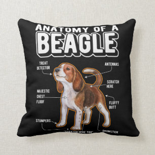 Beagle Anatomy Funny Dog Throw Pillow