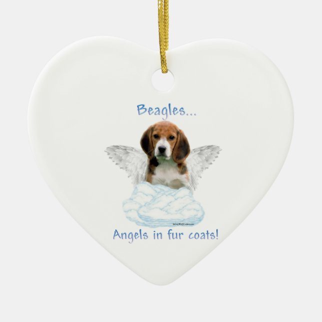 Beagle Angel  Ceramic Ornament (Front)