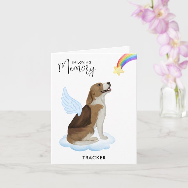 Beagle Angel Dog Memorial Sympathy Pet Loss  Card (Orchid)