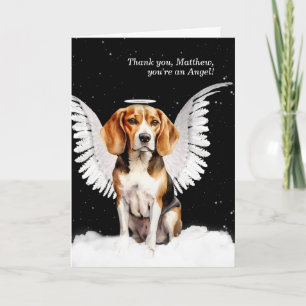 Beagle Angel Dog with Custom Front Letterpress Thank You Card