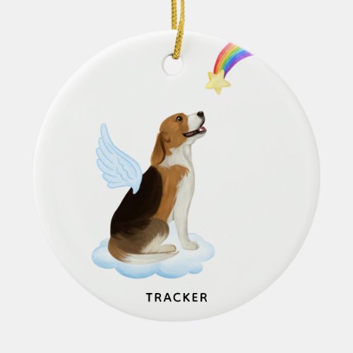 Beagle Angel Personalized Pet Dog Memorial Ceramic Ornament