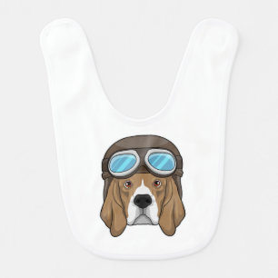 Beagle as Pilot with Pilot hat Baby Bib