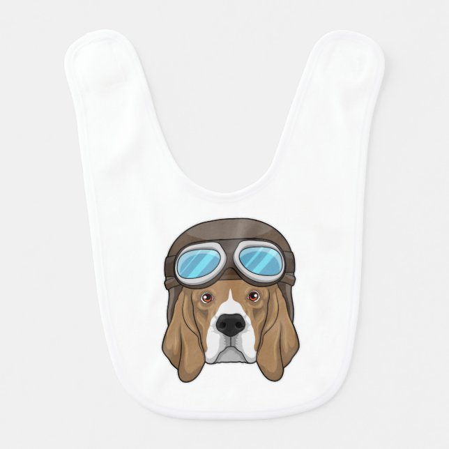 Beagle as Pilot with Pilot hat Baby Bib (Front)