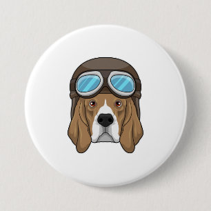 Beagle as Pilot with Pilot hat Button