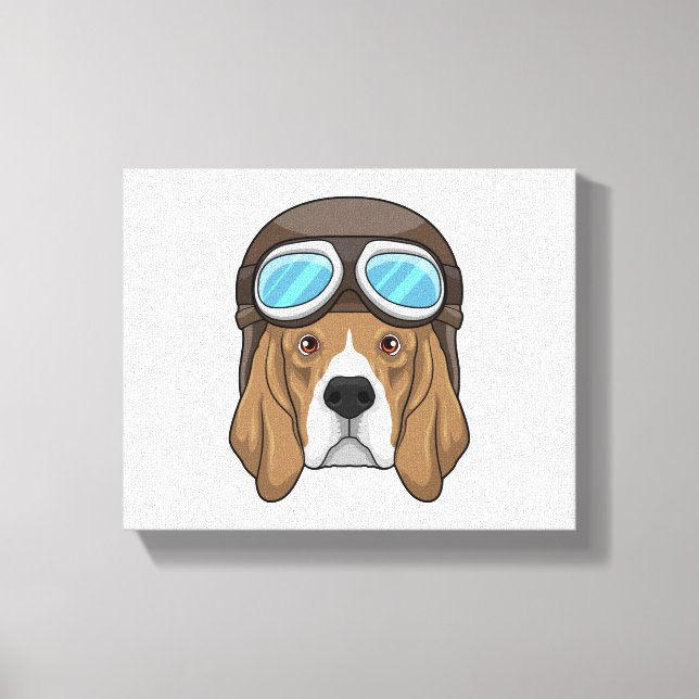 Beagle as Pilot with Pilot hat Canvas Print (Front)