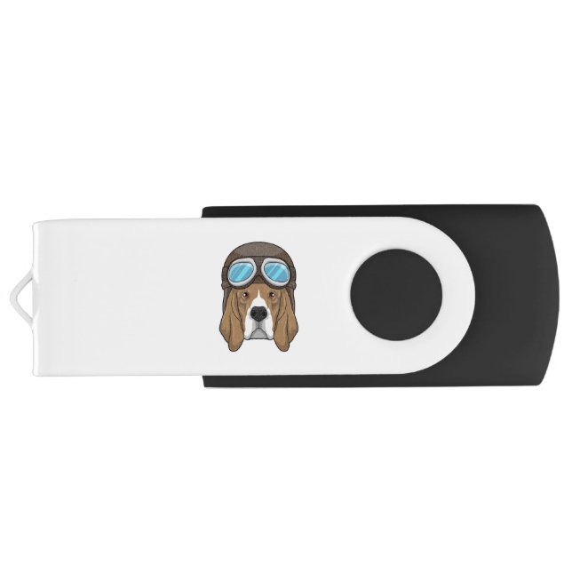 Beagle as Pilot with Pilot hat Flash Drive (Back)