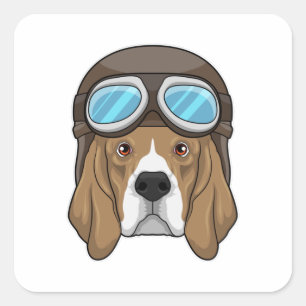 Beagle as Pilot with Pilot hat Square Sticker