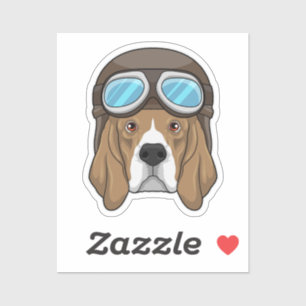 Beagle as Pilot with Pilot hat Sticker