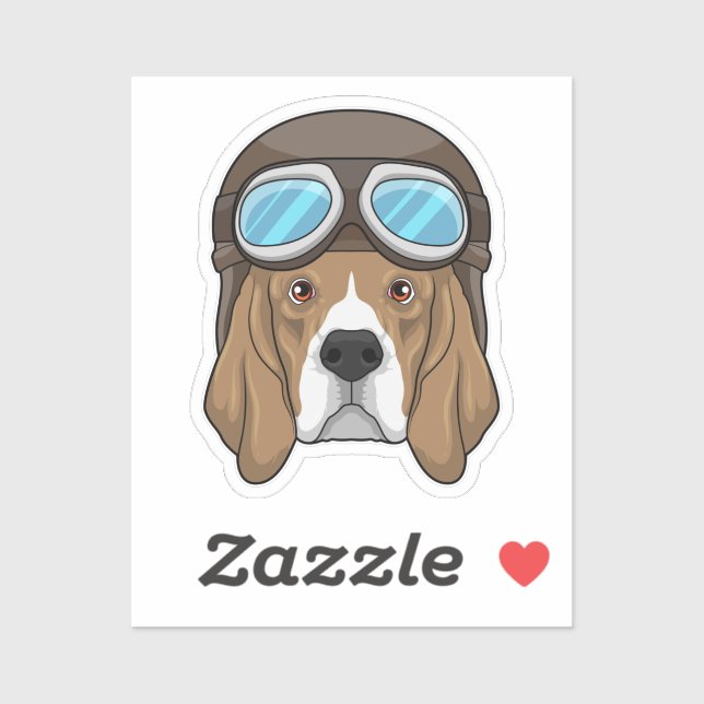 Beagle as Pilot with Pilot hat Sticker (Sheet)