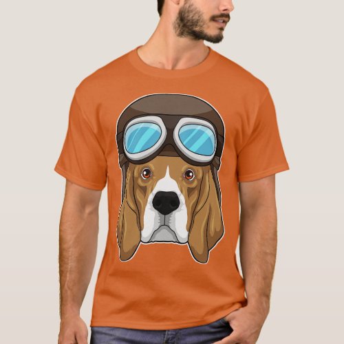 Beagle as Pilot with Pilot hat T_Shirt