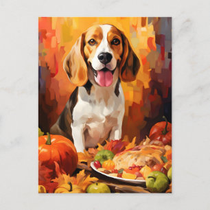 Beagle Autumn Thanksgiving Postcard