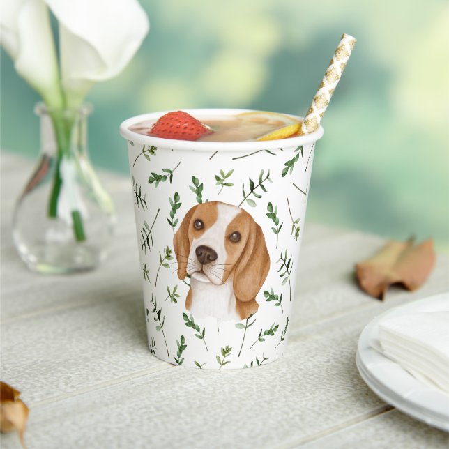 Beagle Baby Shower Watercolor Theme Paper Cups (Insitu)
