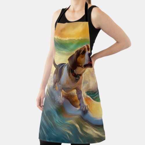 Beagle Beach Surfing Painting Apron