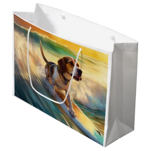 Beagle Beach Surfing Painting Large Gift Bag