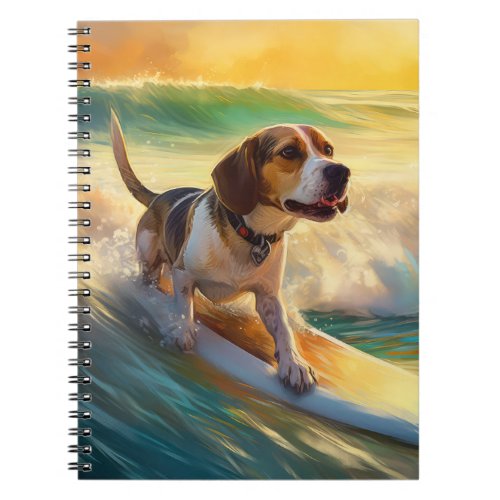 Beagle Beach Surfing Painting Notebook