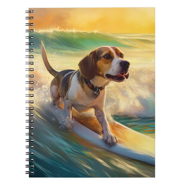 Beagle Beach Surfing Painting Notebook (Front)
