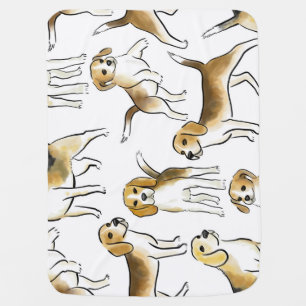 Beagle Beauty: Watercolor Dog Pattern Baby Blanket