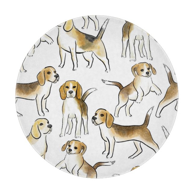 Beagle Beauty: Watercolor Dog Pattern Cutting Board (Front)