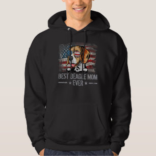 Beagle Best Dog Mom Ever Retro Usa American Flag Hoodie