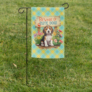 Beagle Beware Of Cute Dog Garden Flag