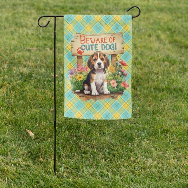 Beagle Beware Of Cute Dog Garden Flag (In SItu)
