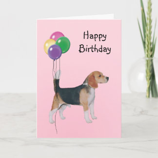 Beagle, Birthday Balloons Card