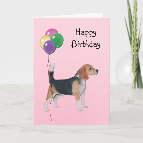 Beagle Birthday Balloons Card