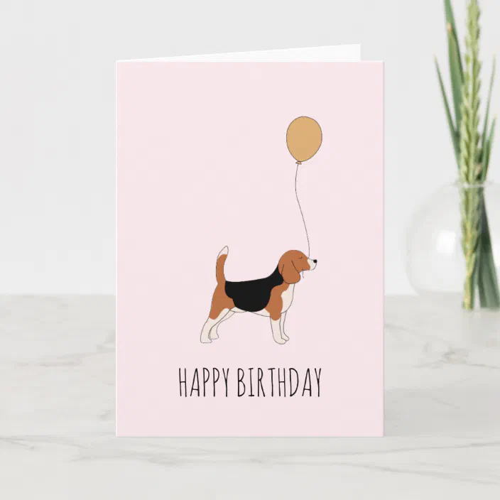 Beagle Birthday Card orNotecard  Embroidered by Dogmania 