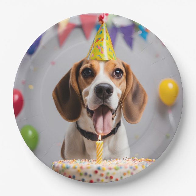 Beagle Birthday Party Paper Plates (Front)