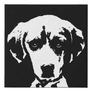 Beagle Black & White Faux Wrapped Canvas