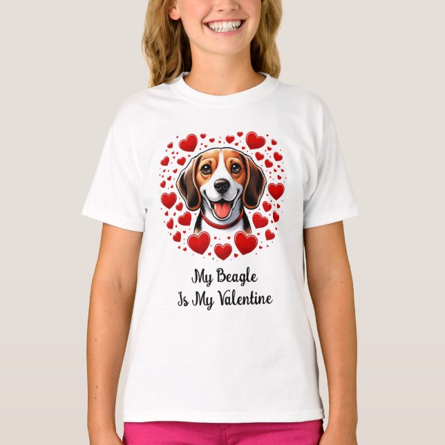 Beagle Bliss: Celebrate Valentine's Day T-Shirt (Front)