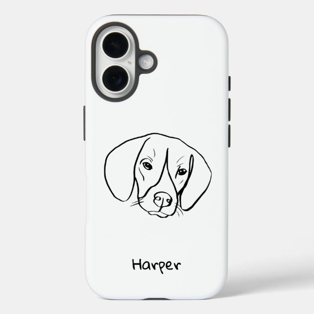 Beagle Bliss: Customizable Line Art Phone Case (Back)