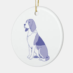 Beagle breed sitting ceramic ornament