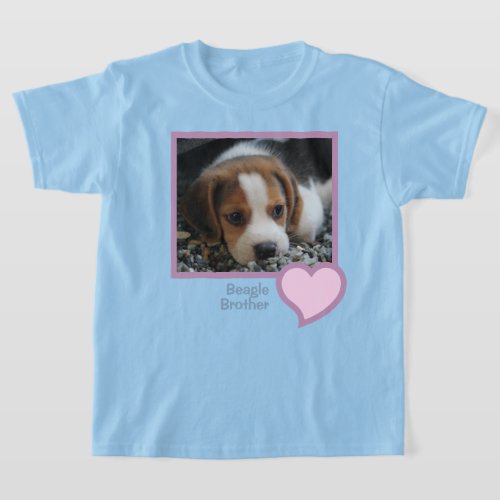 Beagle Brother Text Pet Dog Family Photo T_Shirt