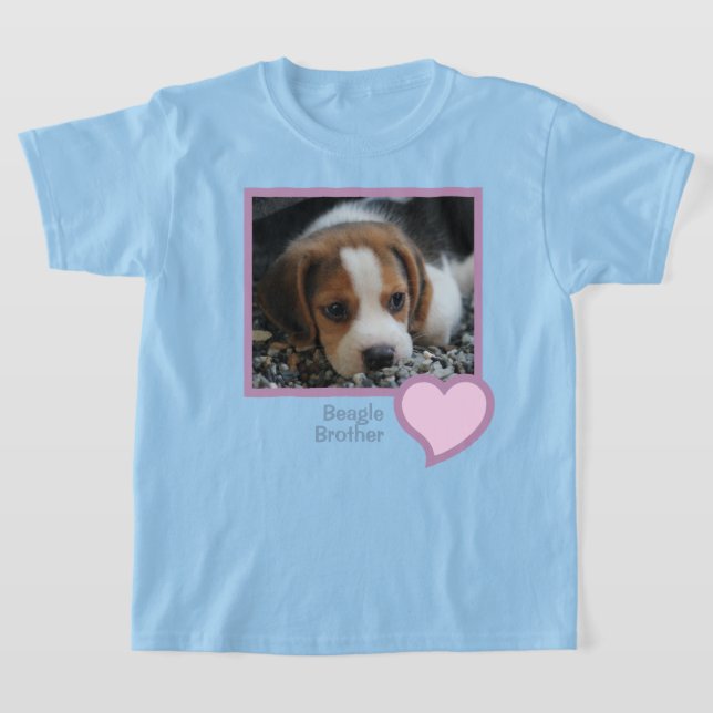 Beagle Brother Text Pet Dog Family Photo T-Shirt (Laydown)