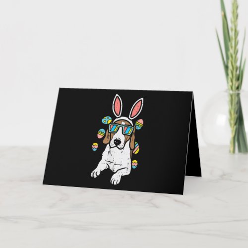 Beagle Bunny Ears Glasses Eggs Cute Easter Dog Card