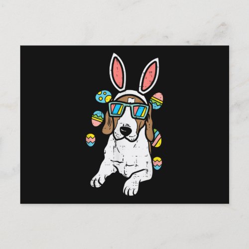 Beagle Bunny Ears Glasses Eggs Cute Easter Dog Invitation Postcard