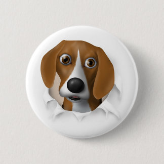 Beagle Busting Out Button