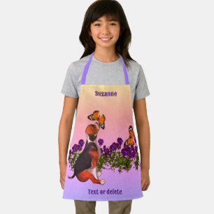 Beagle Butterflies Flowers Animal Personalized Apron