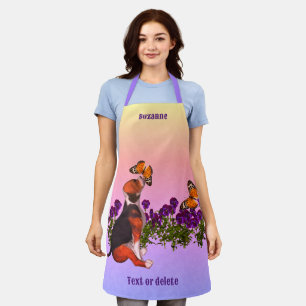 Beagle Butterflies Flowers Animal Personalized Apron