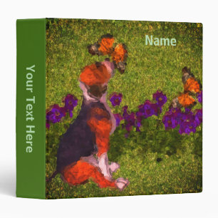 Beagle Butterflies Flowers Painting Personalized 3 Ring Binder