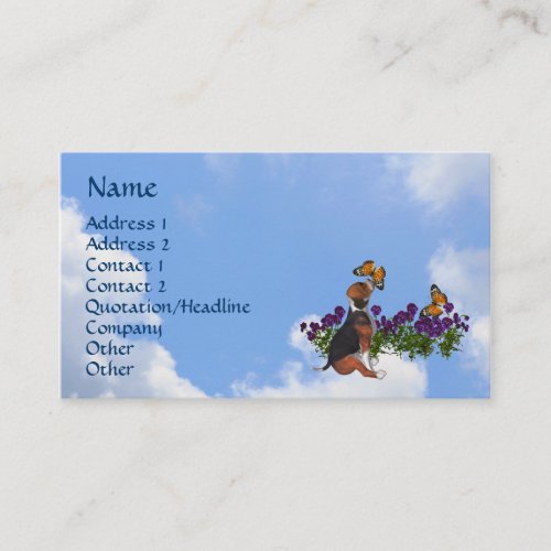 Beagle Butterflies Pansies Cute Business Card