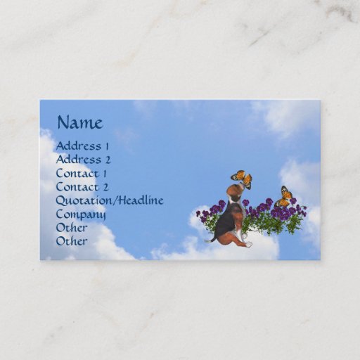 Customizable Beagle Butterflies Pansies Cute Business Card