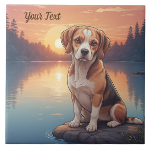 Beagle by Lake Ceramic Tile