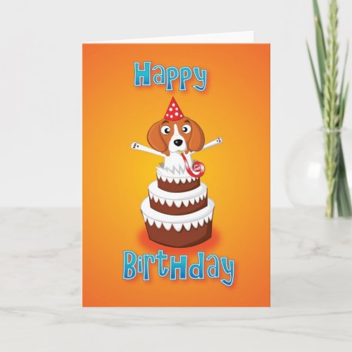 beagle _ cake _ happy birthday card