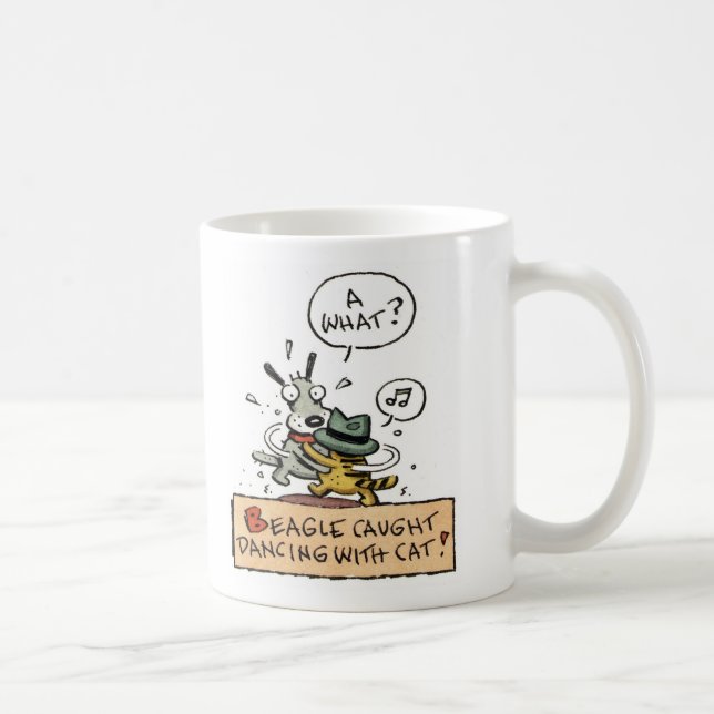 Beagle Caught Dancing with A Cat Coffee Mug (Right)
