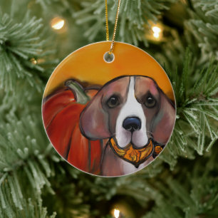 Beagle ceramic ornament